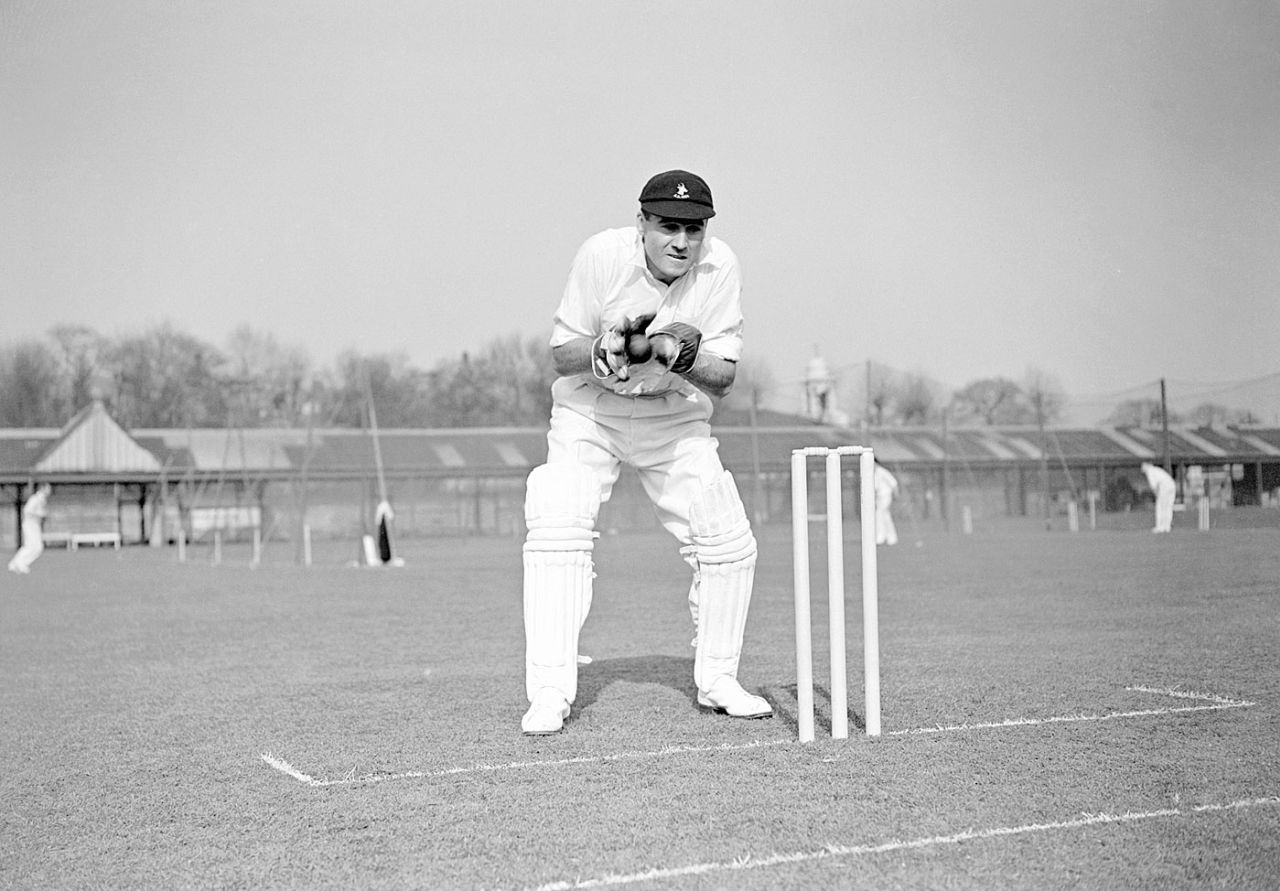 Russell Endean keeps wicket, England, 1951