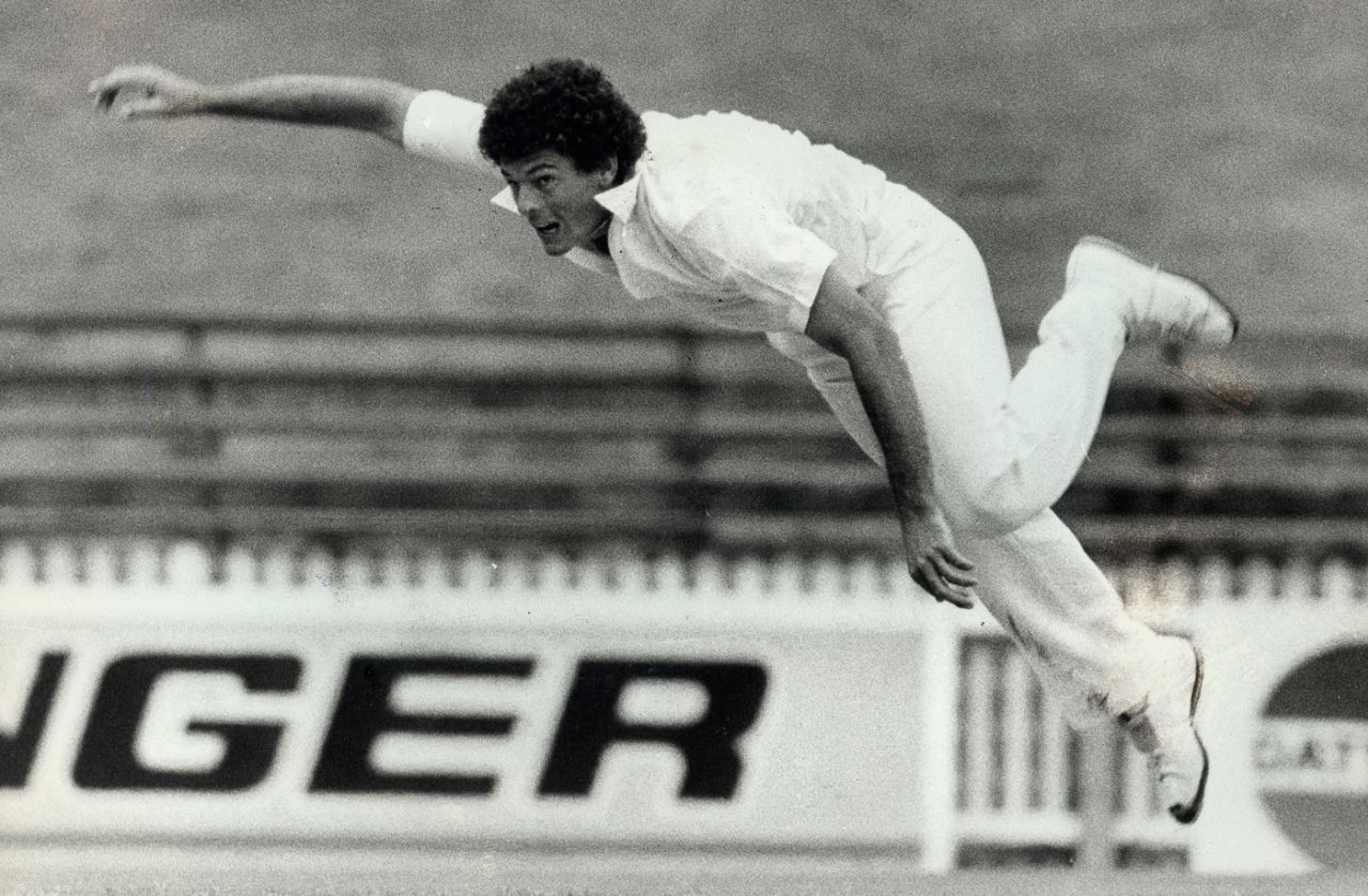 Mike Whitney bowls against Tasmania, New South Wales v Tasmania, Sheffield Shield, 1st day, March 6, 1981