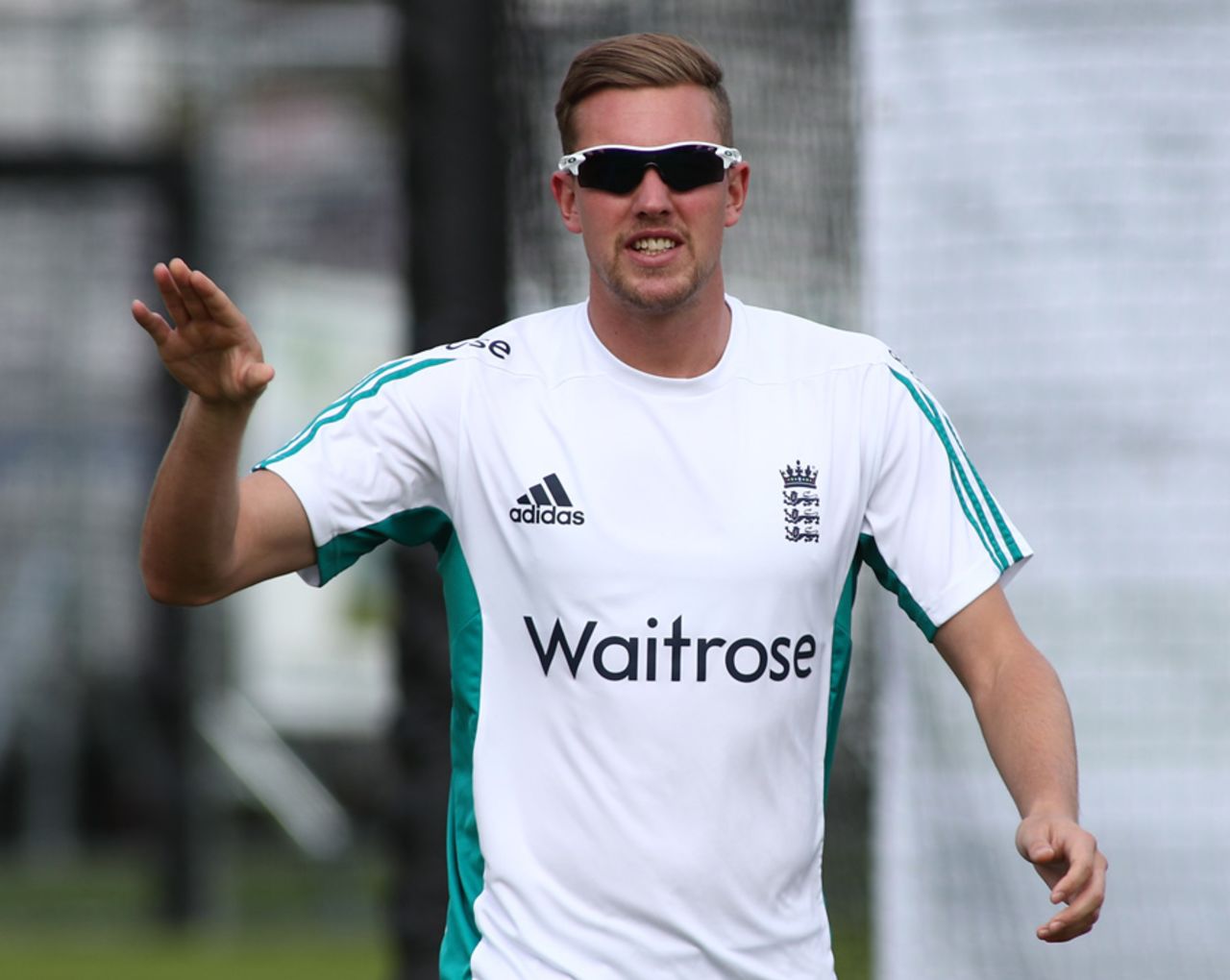 Jake Ball gestures during training, Lord's, July 13, 2016