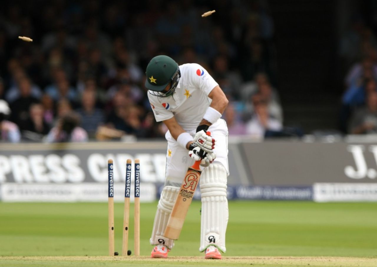 Misbah-ul-Haq was bowled for 114, England v Pakistan, 1st Investec Test, Lord's, 2nd day, July 15, 2016