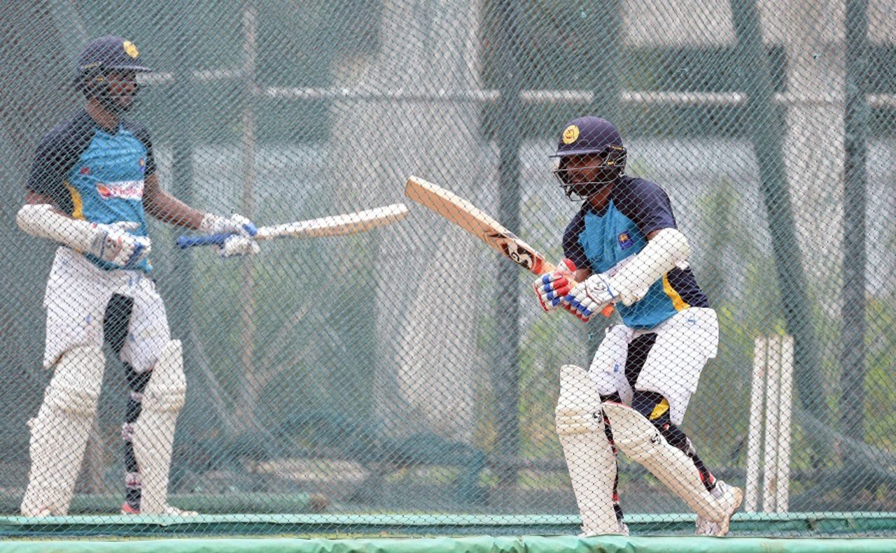 Dimuth Karunaratne and Kaushal Silva bat in the nets, Colombo, July 15, 2016