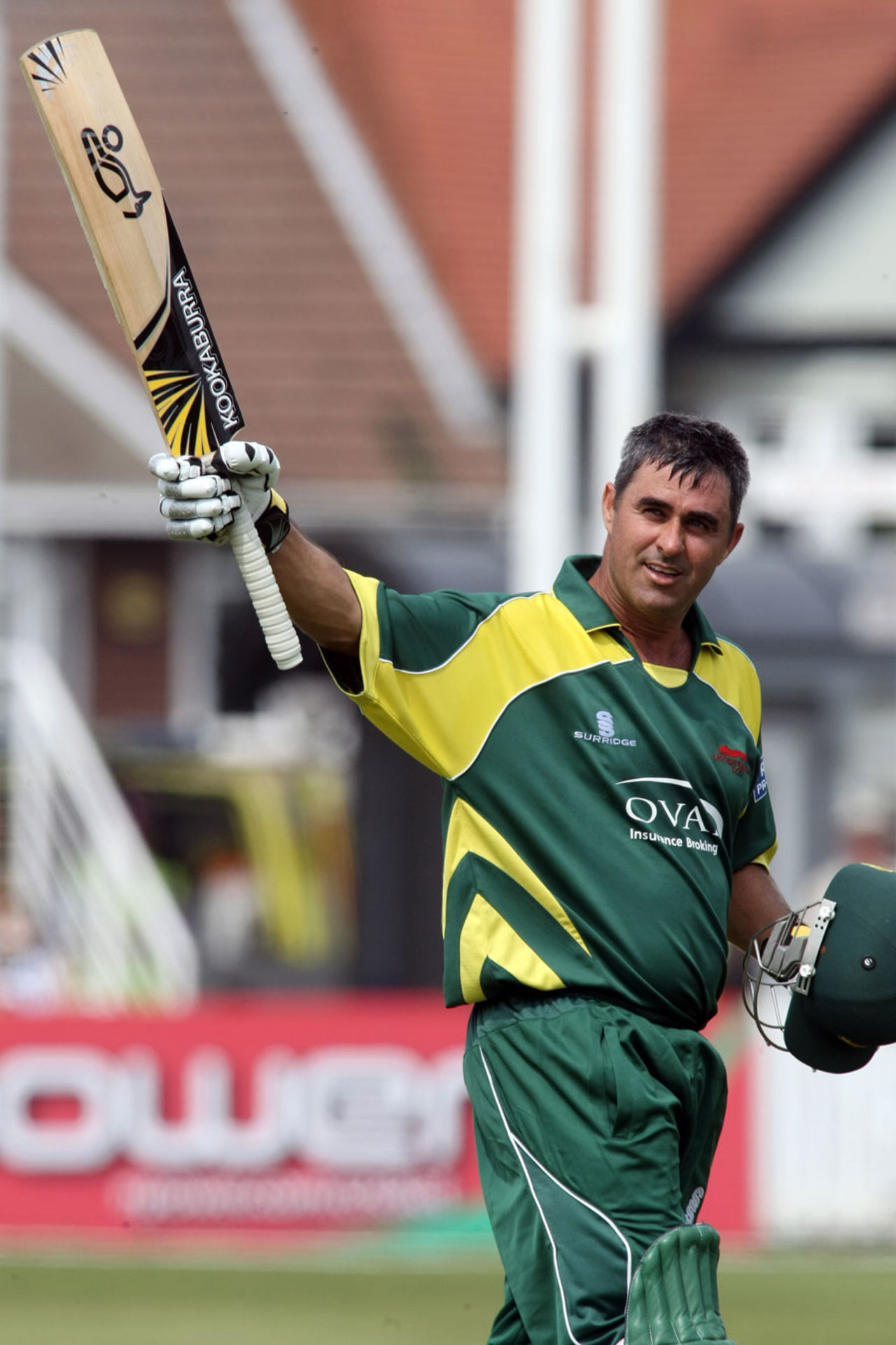 HD Ackerman acknowledges after completing a ton, Northamptonshire v Leicestershire, Northampton, May 10, 2008