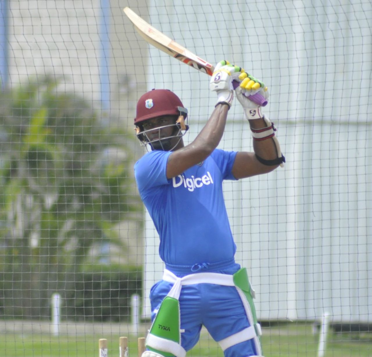 Marlon Samuels bats in the nets, Barbados, July 15, 2016