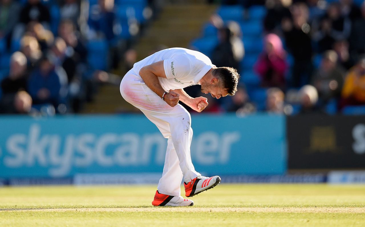 James Anderson celebrates a wicket, England v New Zealand, 2nd Investec Test, Headingley, 4th day, June 1, 2015