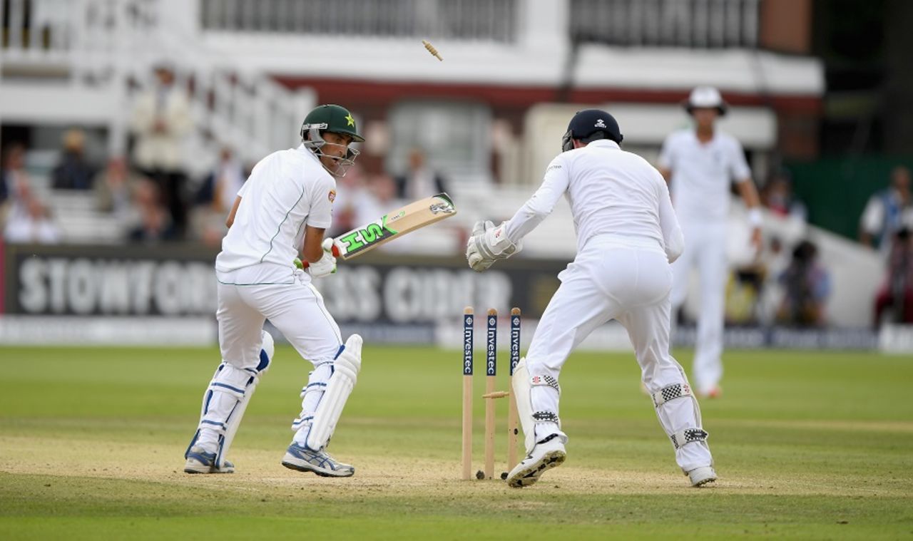 Younis Khan was bowled via a bottom edge for 25, England v Pakistan, 1st Investec Test, Lord's, 3rd day, July 16, 2016