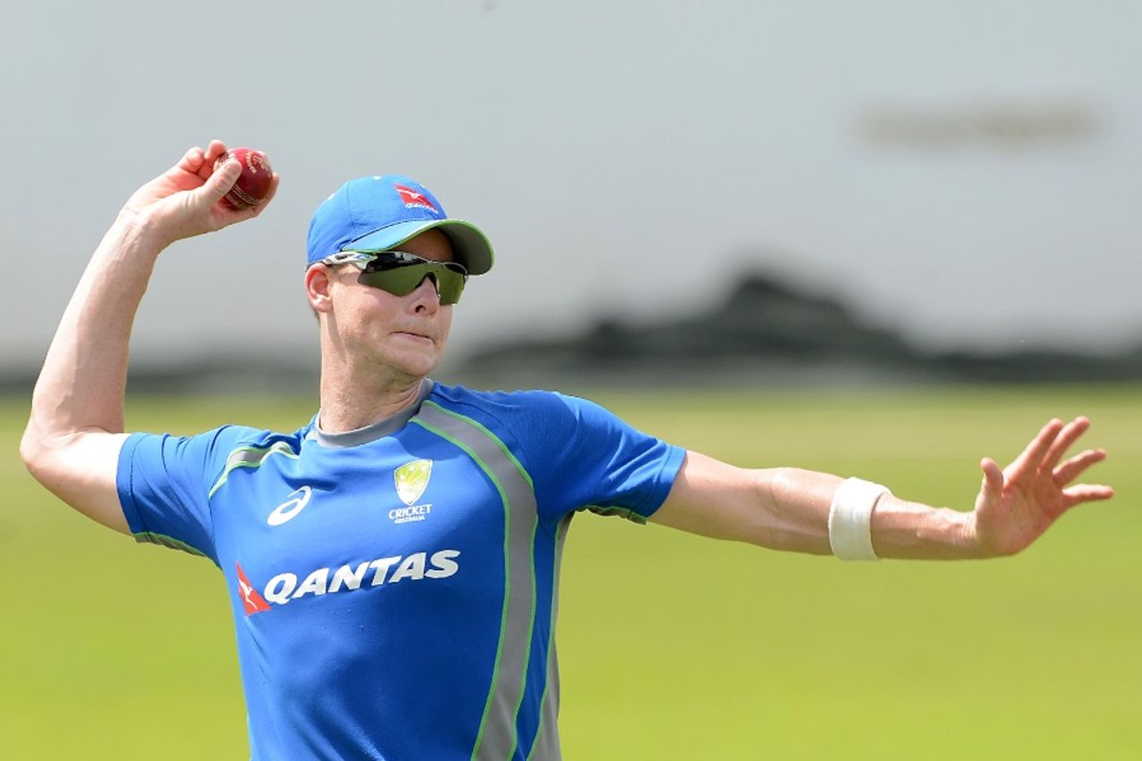 Steven Smith takes part in a fielding drill at the P Sara Oval, Colombo, July 17, 2016
