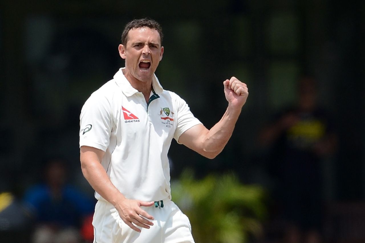 Steve O'Keefe collected his second five-wicket haul of the tour match, Sri Lankan XI v Australians, Colombo, 3rd day, July 20, 2016
