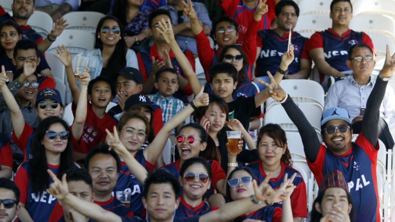 Nepal fans cheer their team on, MCC v Nepal XI, Lord's, July 19, 2016