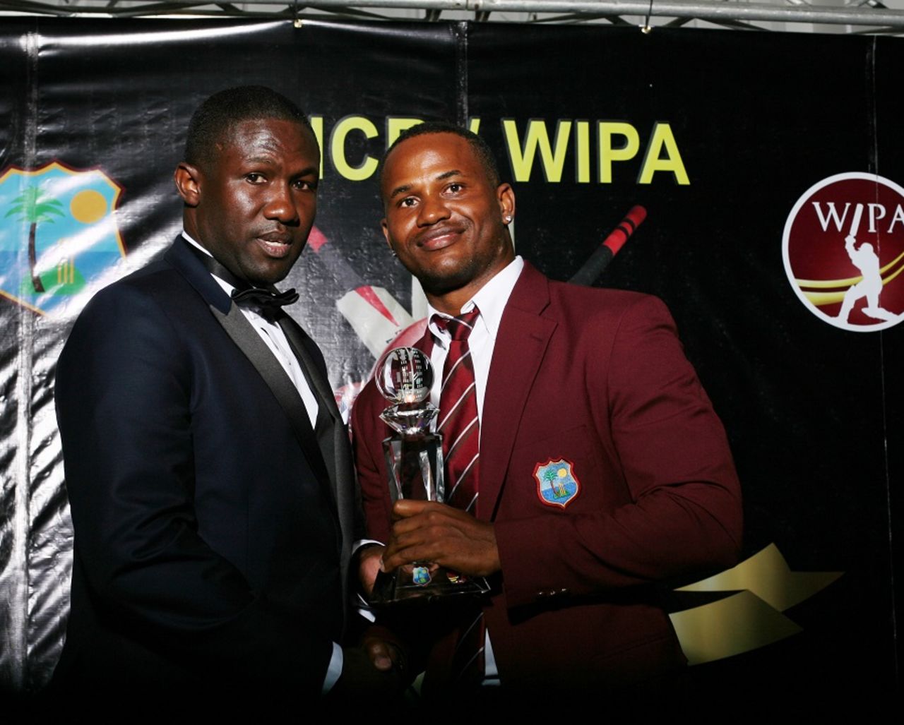Marlon Samuels was named the ODI Player of the Year and Cricketer of the Year in WICB's annual awards function, Antigua, July 19, 2016