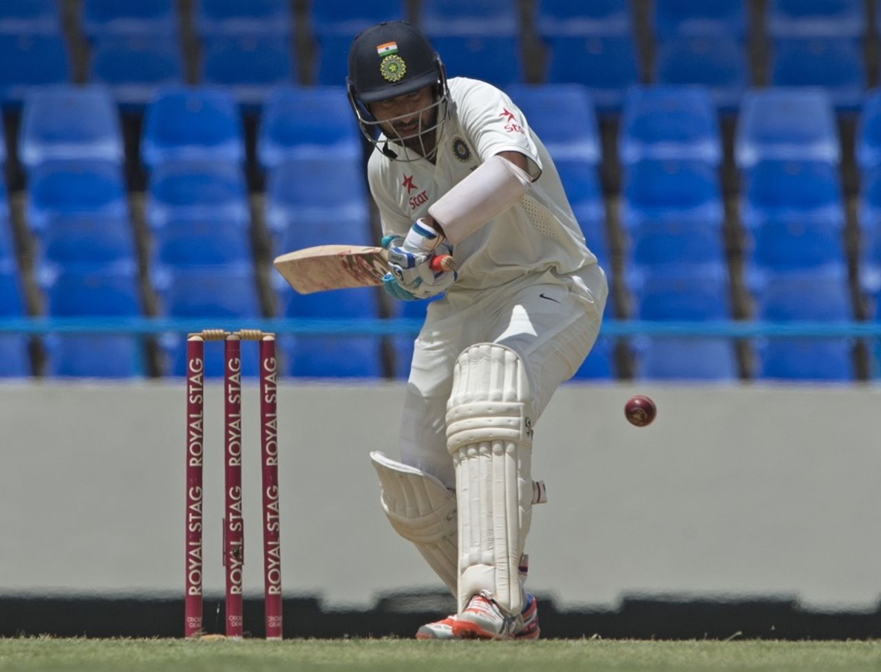 Cheteshwar Pujara is a picture of concentration, West Indies v India, 1st Test, Antigua, 1st day, July 21, 2016