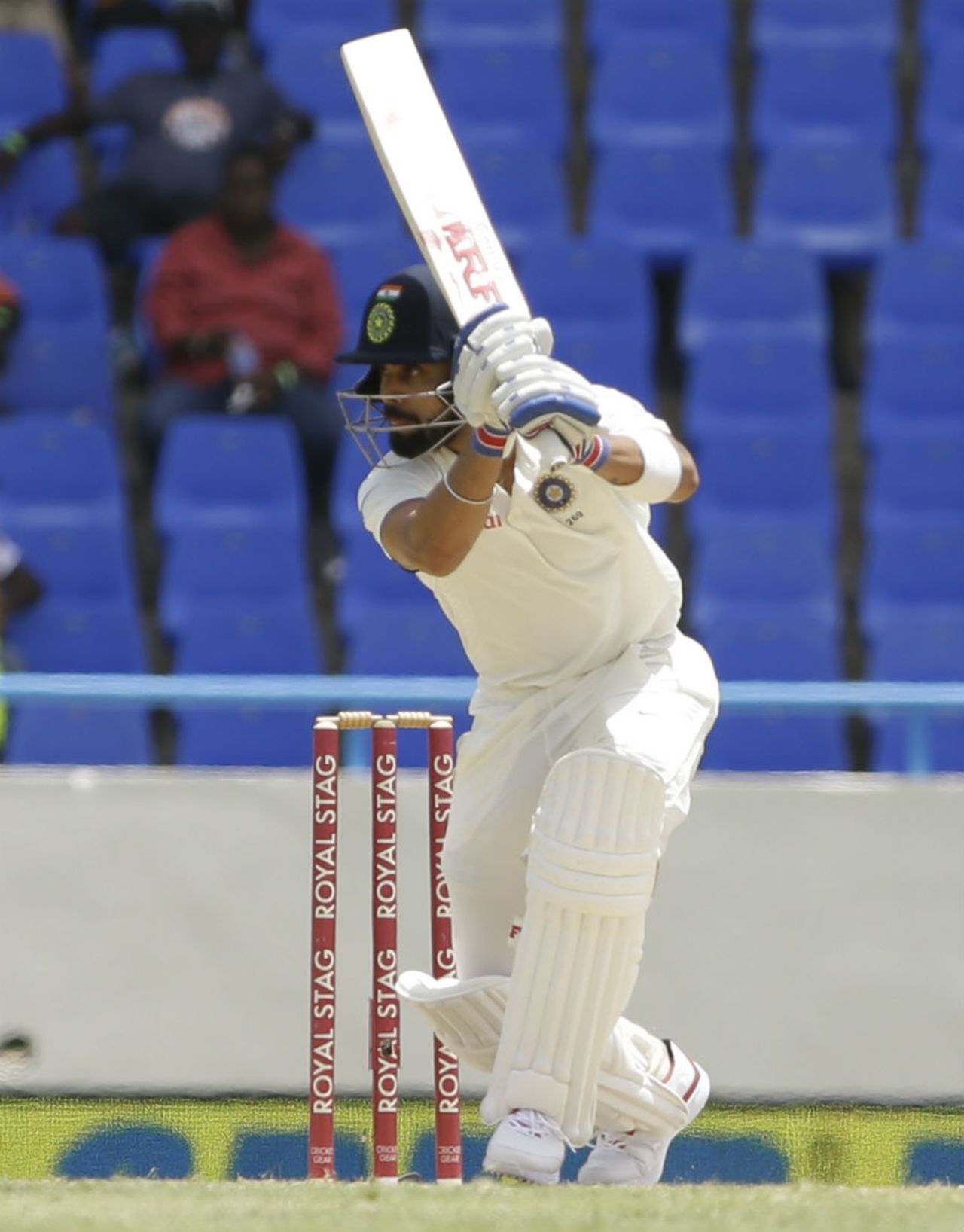 Virat Kohli eases into a drive, West Indies v India, 1st Test, Antigua, 1st day, July 21, 2016