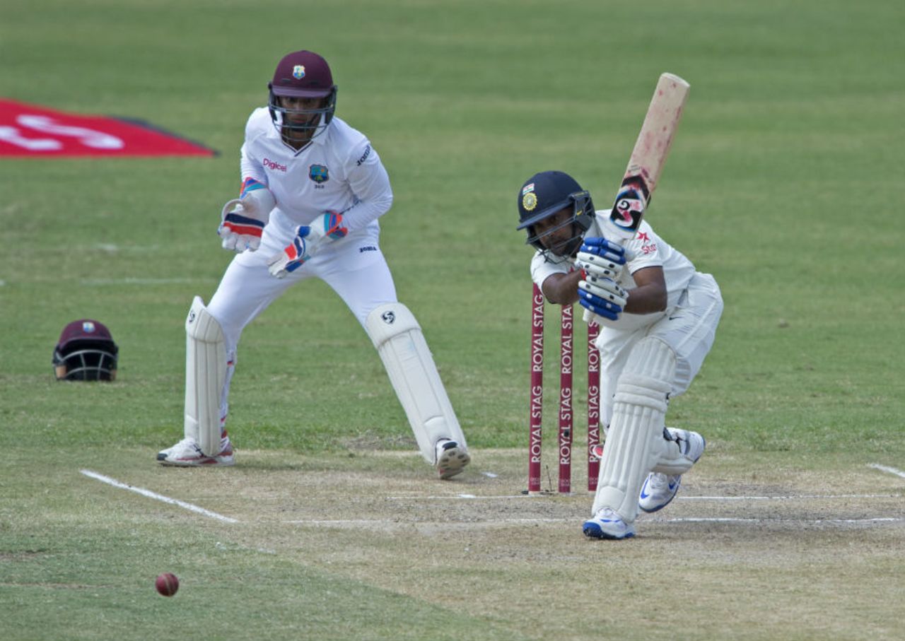 Amit Mishra drives en-route a half-century, West Indies v India, 1st Test, Antigua, 2nd day, July 22, 2016