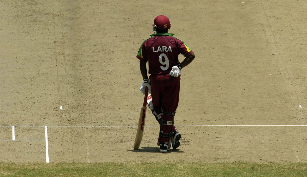Brian Lara waits at the non-striker's end, England v West Indies, Super Eights, Barbados, April 21, 2007
