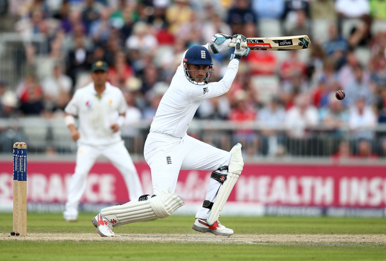 Alex Hales drives through point, England v Pakistan, 2nd Investec Test, Old Trafford, 3rd day, July 24, 2016