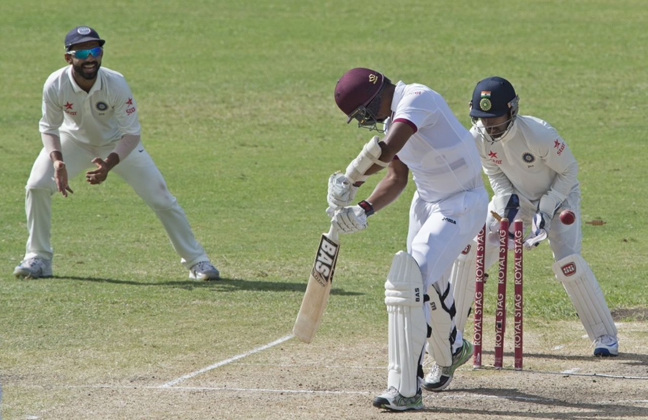 Shannon Gabriel was bowled by R Ashwin for 4, West Indies v India, 1st Test, Antigua, 4th day, July 24, 2016