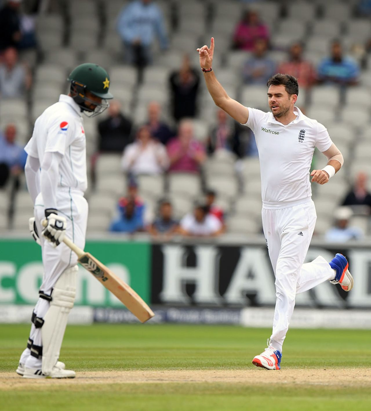 James Anderson removed Shan Masood for the sixth consecutive time, England v Pakistan, 2nd Investec Test, Old Trafford, 4th day, July 25, 2016