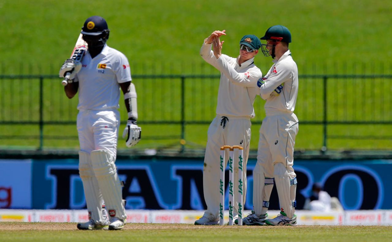 Steven Smith signals for the DRS, Sri Lanka v Australia, 1st Test, Pallekele, 3rd day, July 28, 2016
