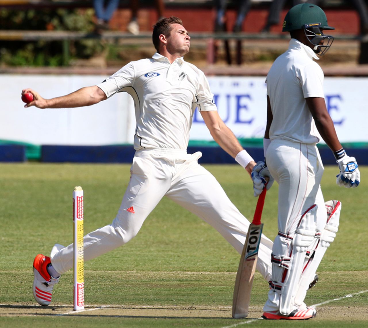 Tim Southee in his delivery stride, Zimbabwe v New Zealand, 1st Test, Bulawayo, 1st day, July 28, 2016