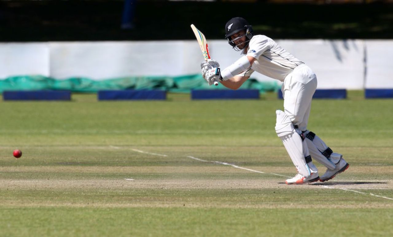 Kane Williamson tucks the ball to the leg side, Zimbabwe v New Zealand, 1st Test, Bulawayo, 2nd day, July 29, 2016