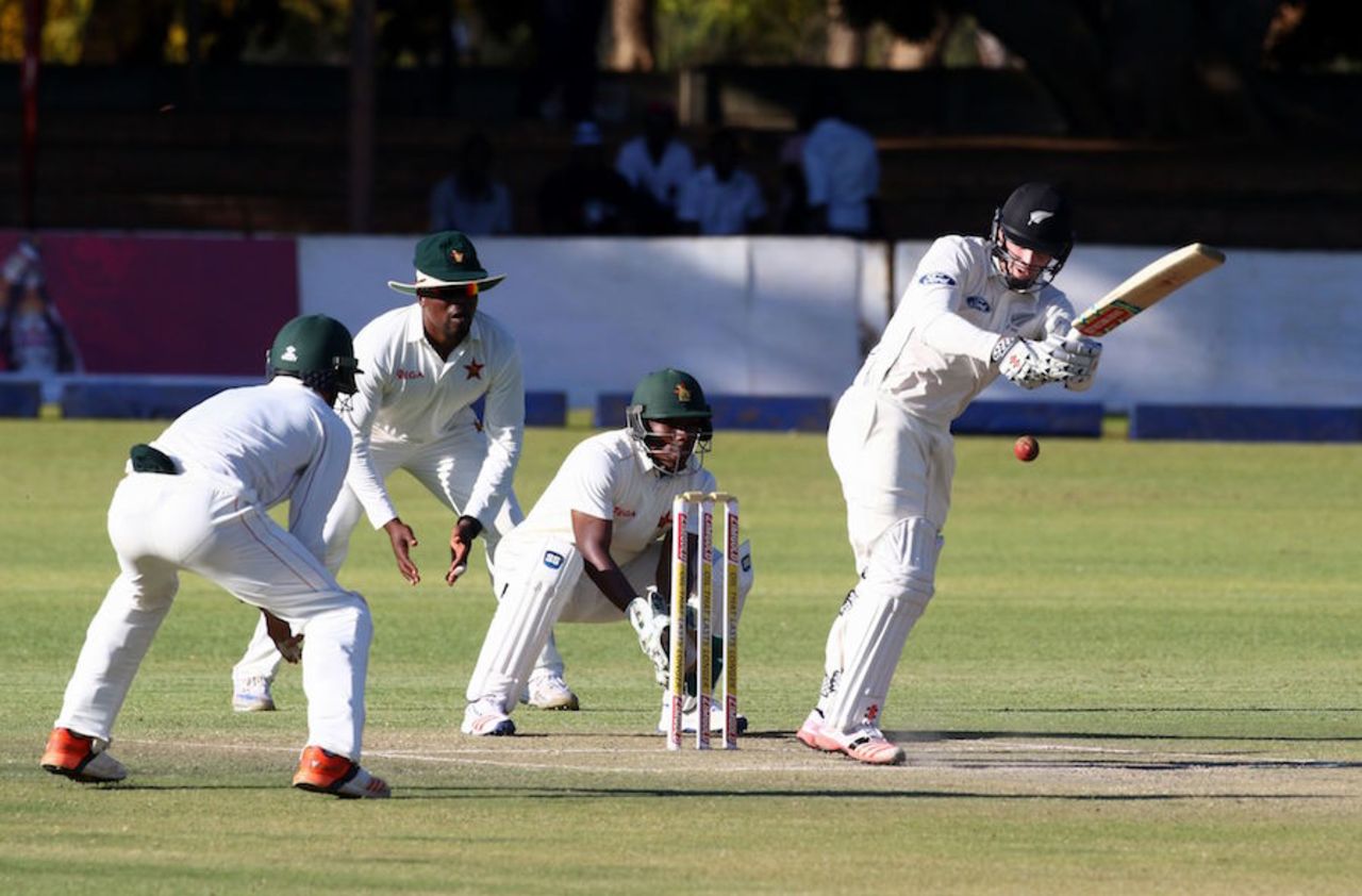 Henry Nicholls guides the ball off the back foot, Zimbabwe v New Zealand, 1st Test, Bulawayo, 2nd day, July 29, 2016