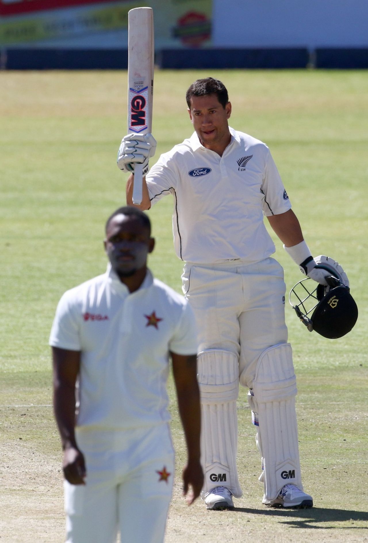 Ross Taylor celebrates his century, Zimbabwe v New Zealand, 1st Test, Bulawayo, 3rd day, July 30, 2016