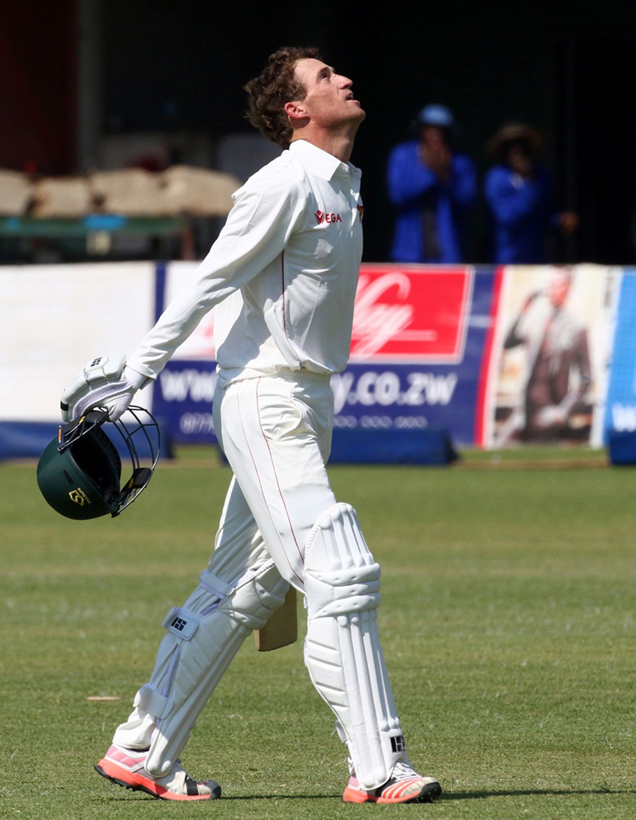Sean Williams takes a moment after scoring his maiden Test century, Zimbabwe v New Zealand, 1st Test, Bulawayo, 4th day, July 31, 2016