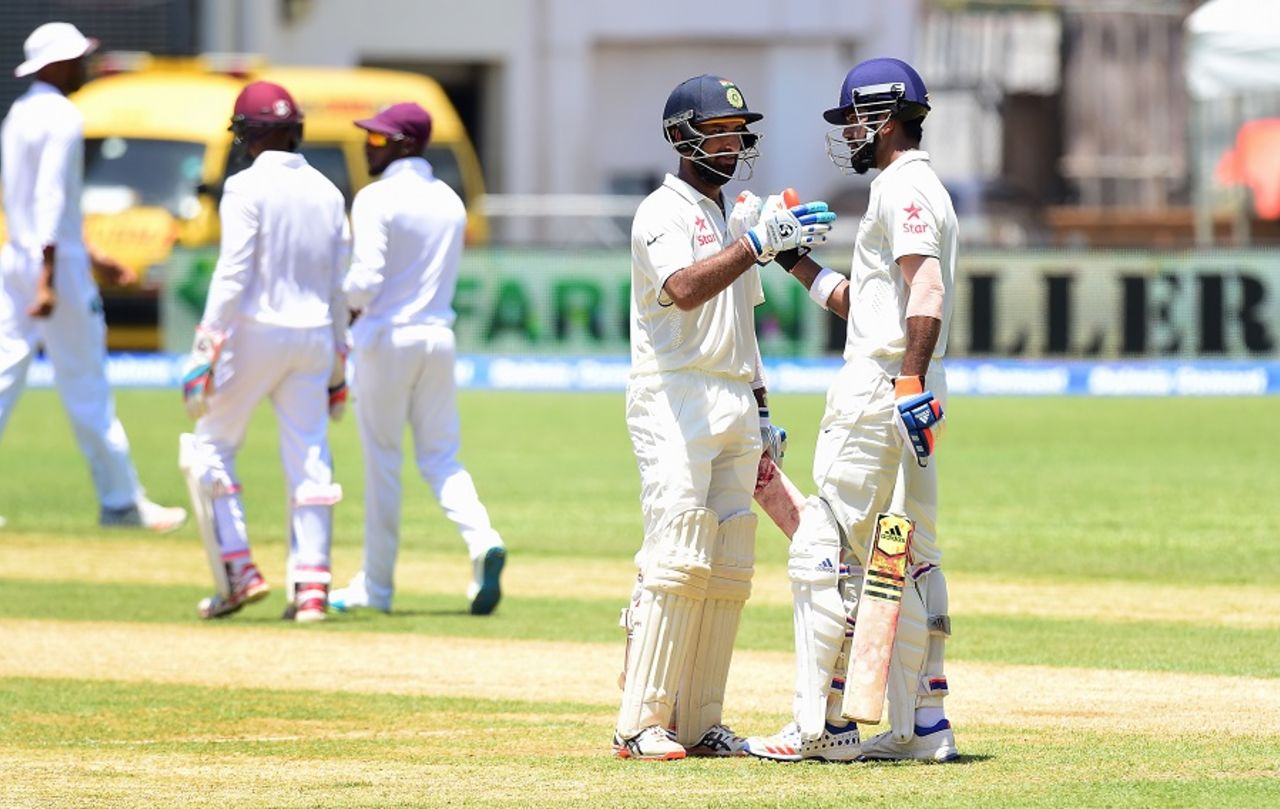 Cheteshwar Pujara and KL Rahul added 121 for the second wicket, West Indies v India, 2nd Test, Kingston, 2nd day, July 31, 2016