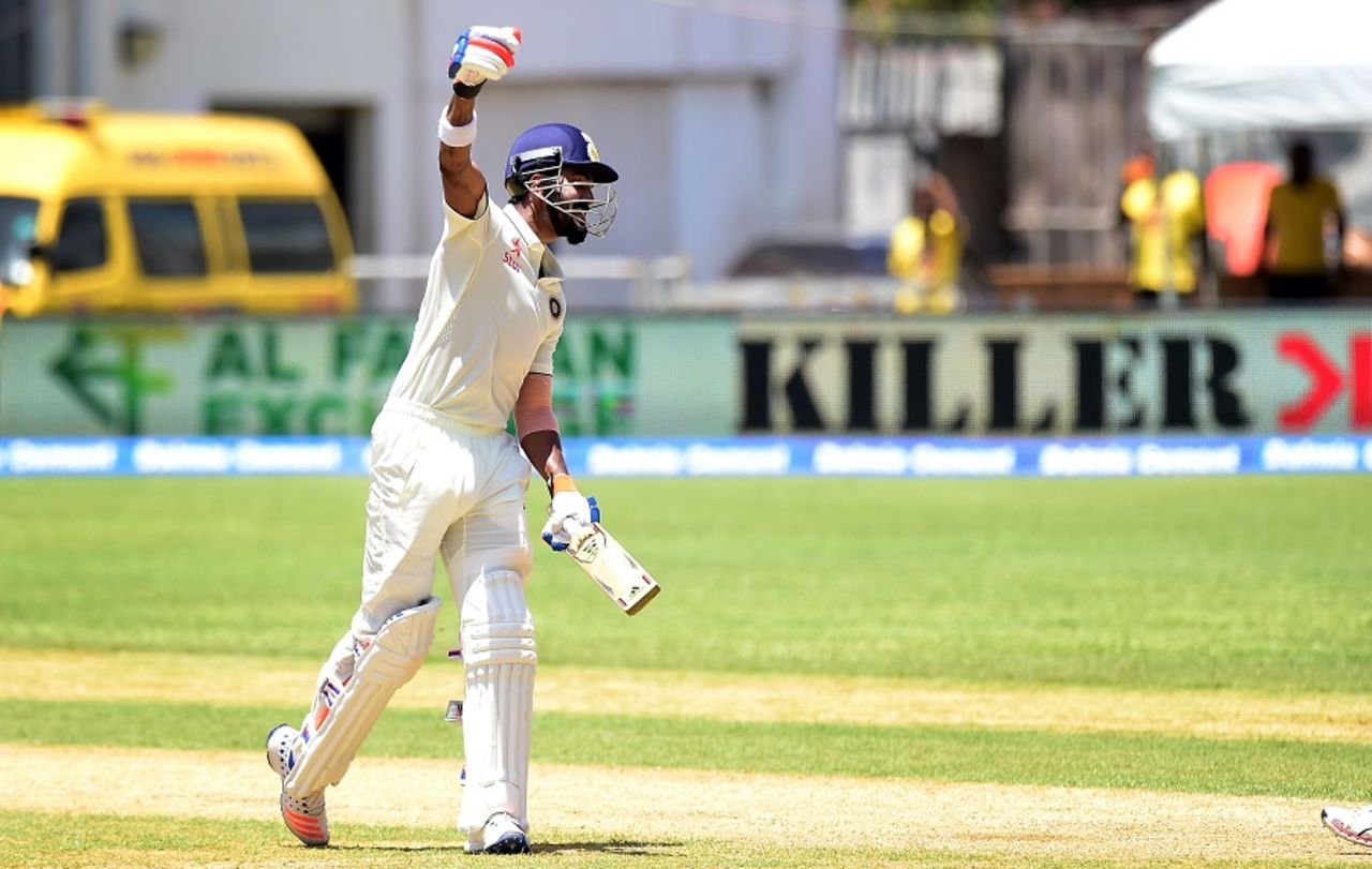 KL Rahul punches the air in delight, West Indies v India, 2nd Test, Kingston, 2nd day, July 31, 2016