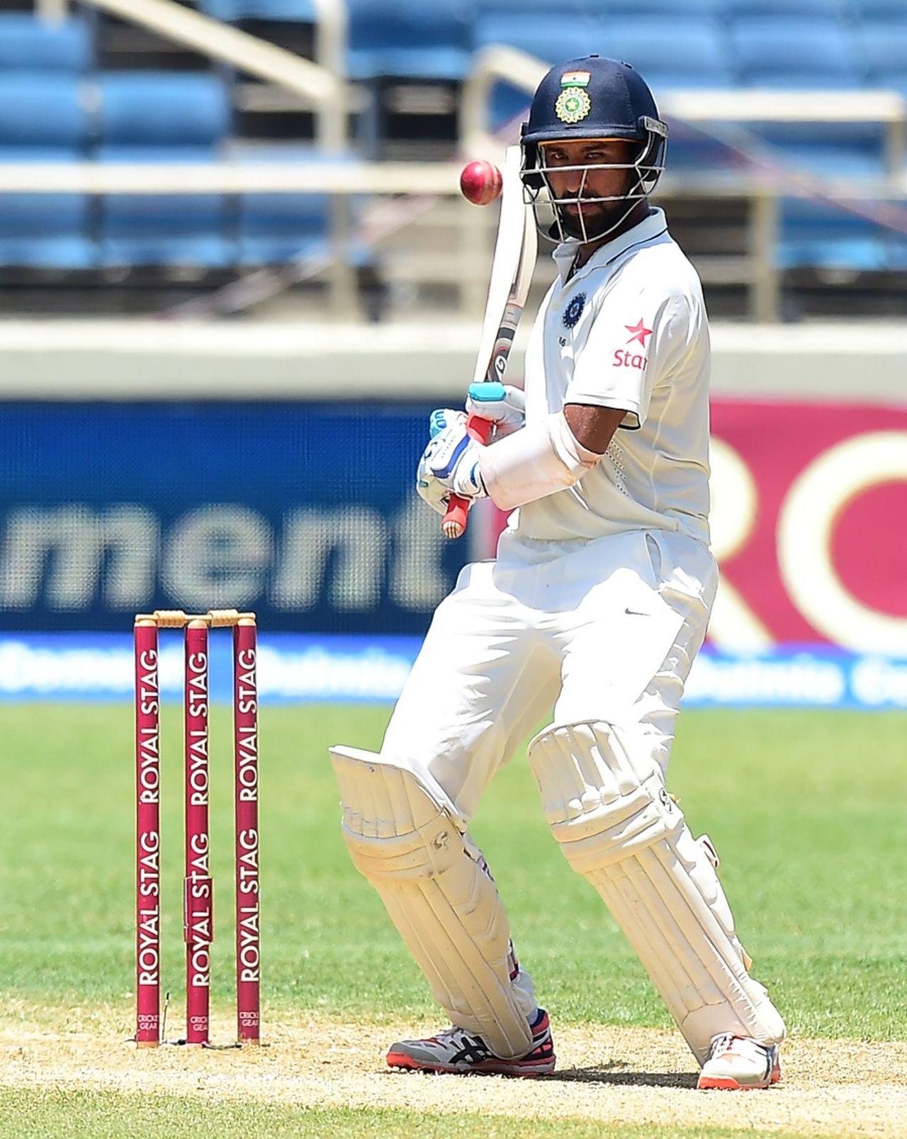 Cheteshwar Pujara put in a lot of hard work but fell four short of fifty, West Indies v India, 2nd Test, Kingston, 2nd day, July 31, 2016