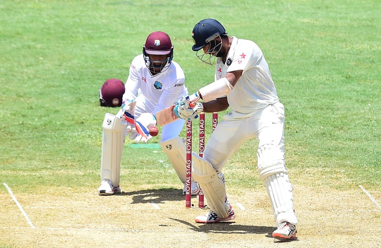Cheteshwar Pujara plays a late cut, West Indies v India, 2nd Test, Kingston, 2nd day, July 31, 2016