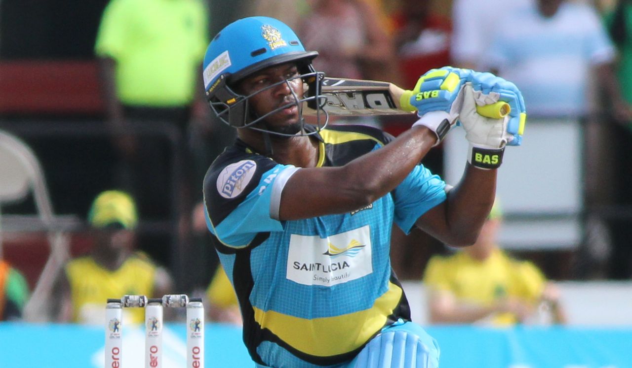Johnson Charles clears the leg side on his way to a half-century, Jamaica Tallawahs v St Lucia Zouks, CPL 2016, Lauderhill, July 31, 2016