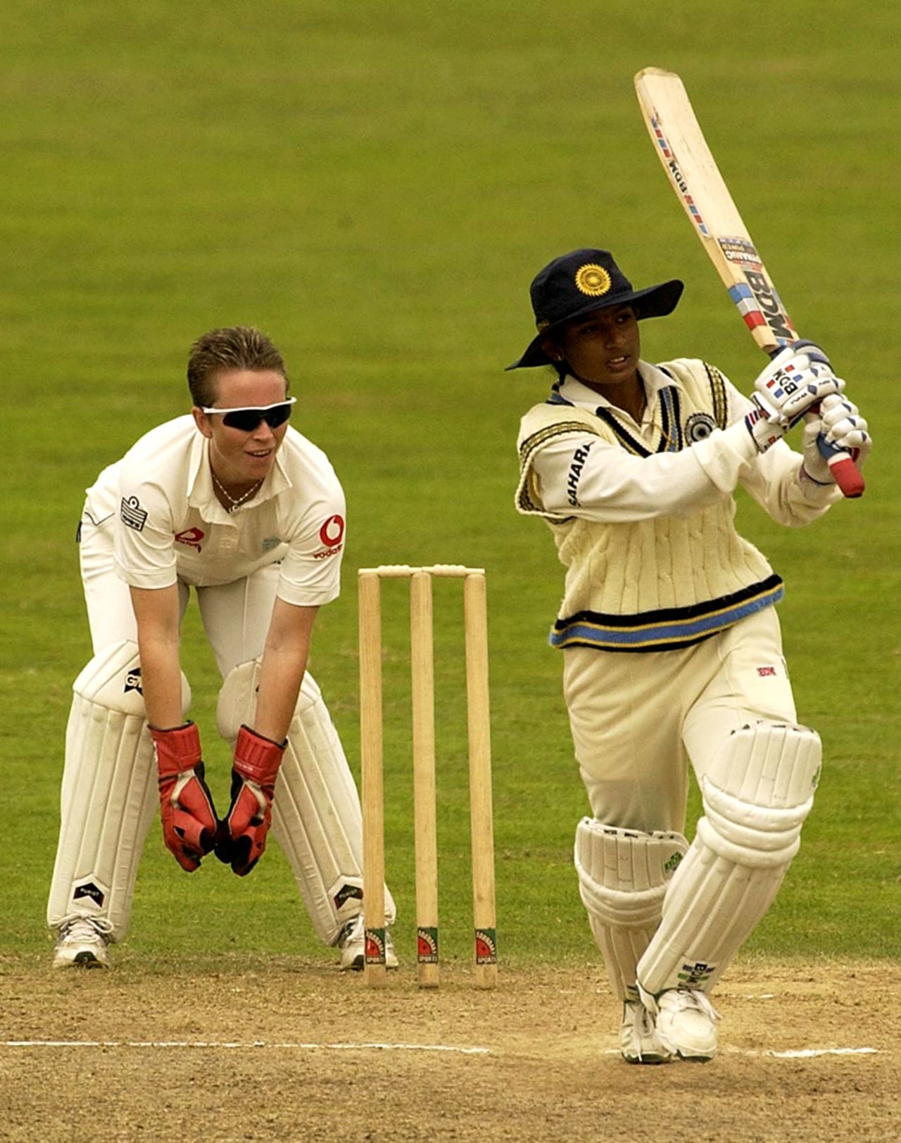 Mithali Raj plays a shot on her way to 214, England Women v India Women, 2nd Test, Taunton, 3rd day, August 16, 2002