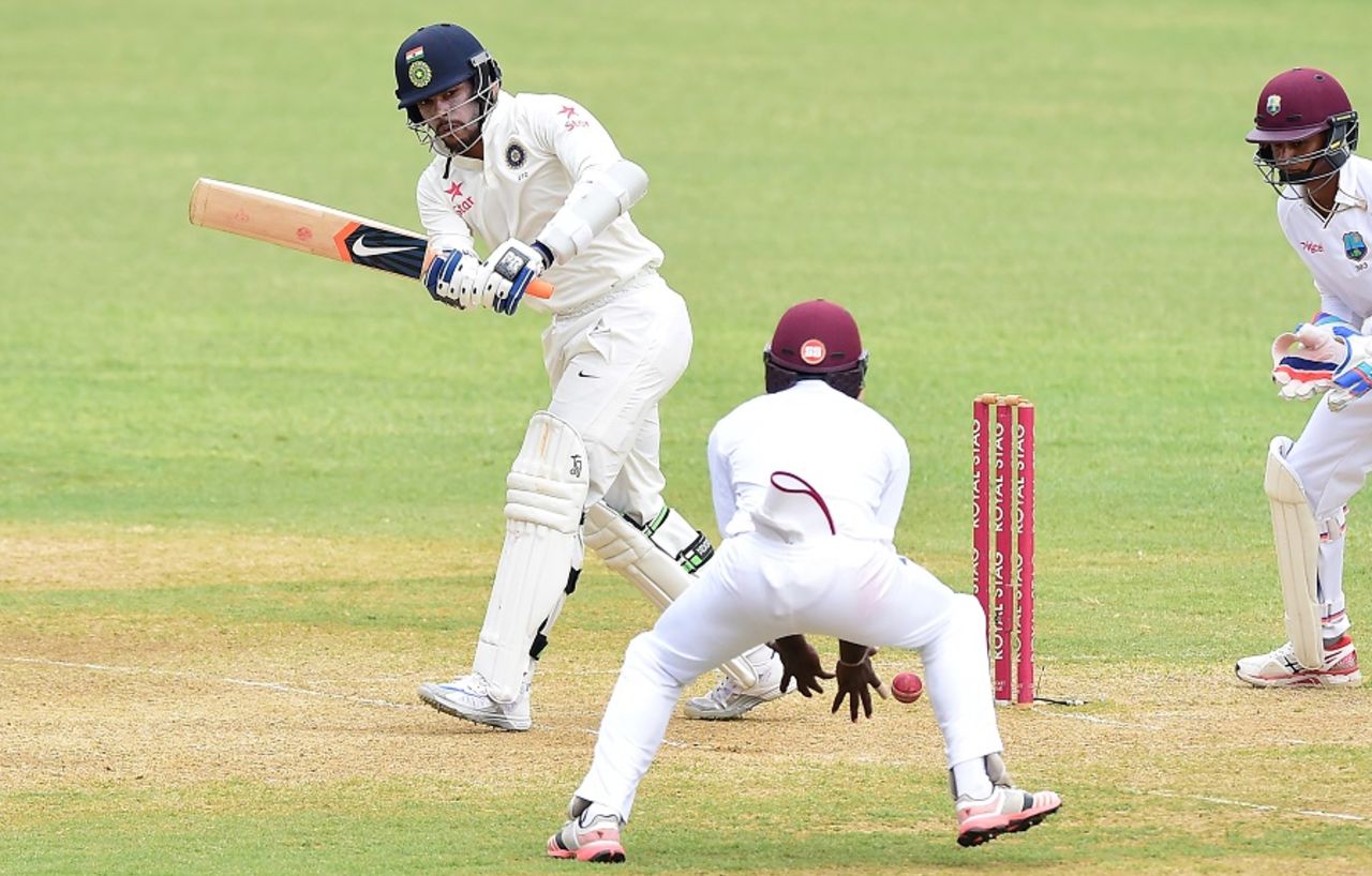 Umesh Yadav flicks one towards short leg, West Indies v India, 2nd Test, Kingston, 3rd day, August 1, 2016