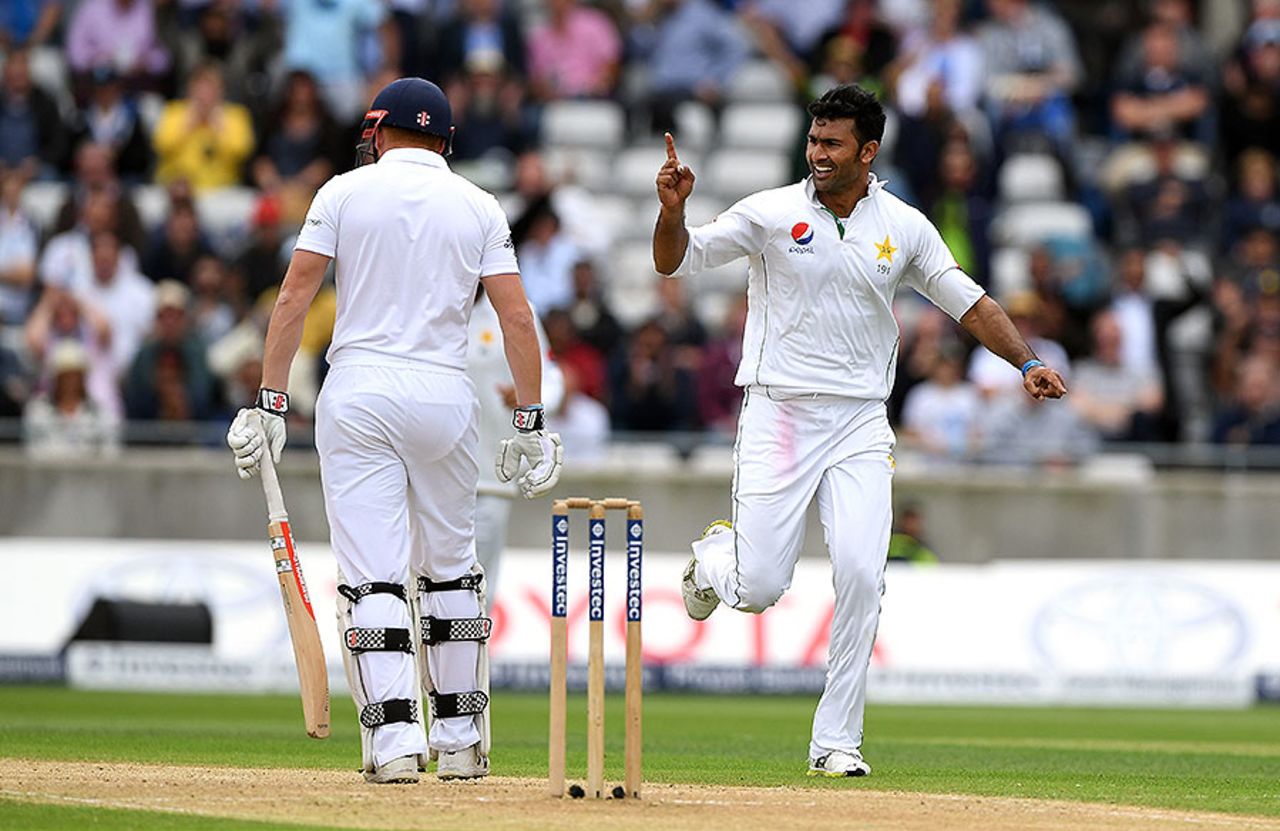 Sohail Khan made it four wickets when Jonny Bairstow was caught behind, England v Pakistan, 3rd Test, Edgbaston, 1st day, August 3, 2016