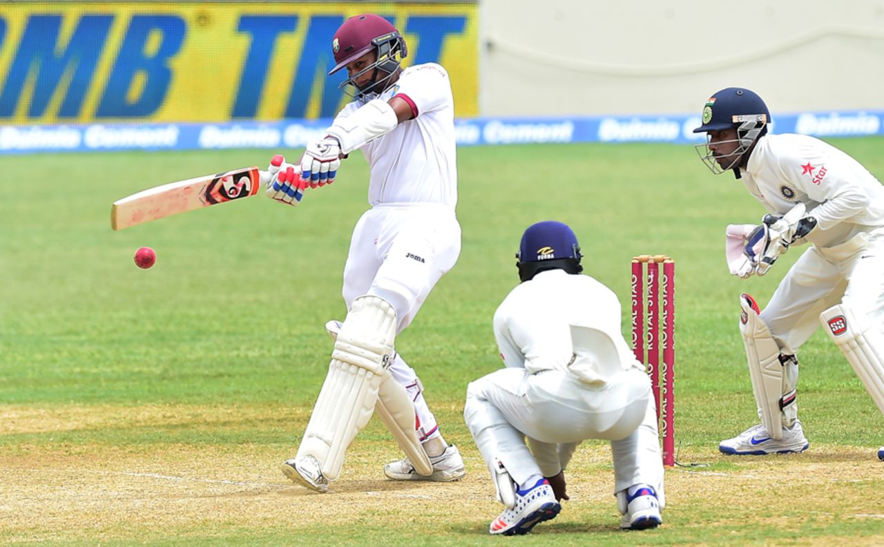 Shane Dowrich pulls a delivery from R Ashwin, West Indies v India, 2nd Test, Kingston, 5th day, August 3, 2016