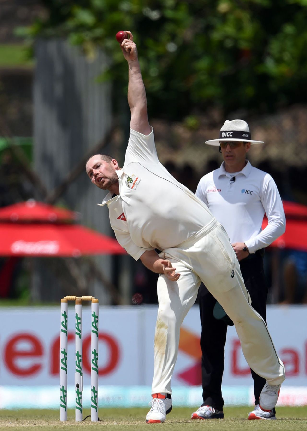 Jon Holland delivers the ball on Test debut, Sri Lanka v Australia, 2nd Test, Galle, 1st day, August 4, 2016