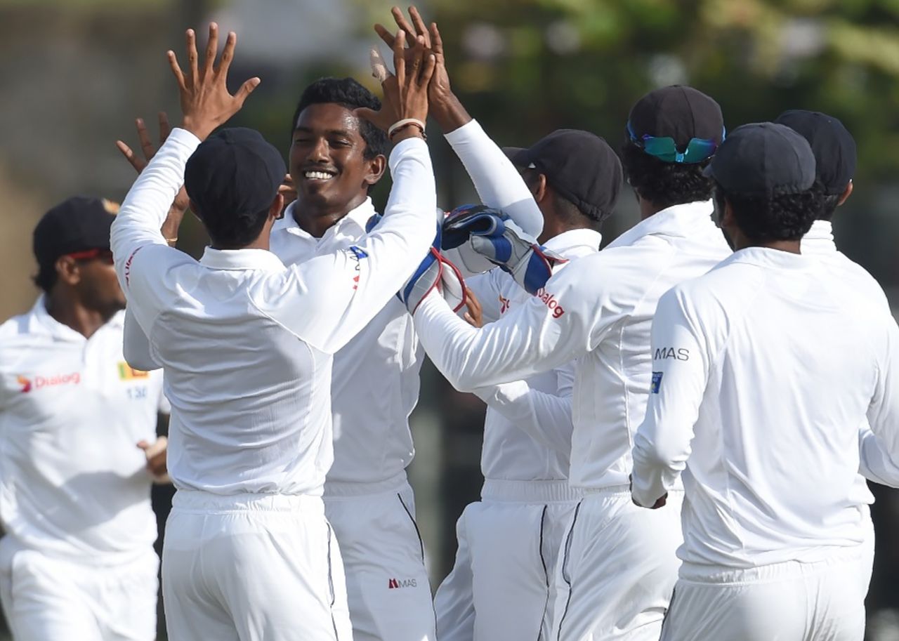 Vishwa Fernando struck with his second ball in Test cricket, Sri Lanka v Australia, 2nd Test, Galle, 1st day, August 4, 2016
