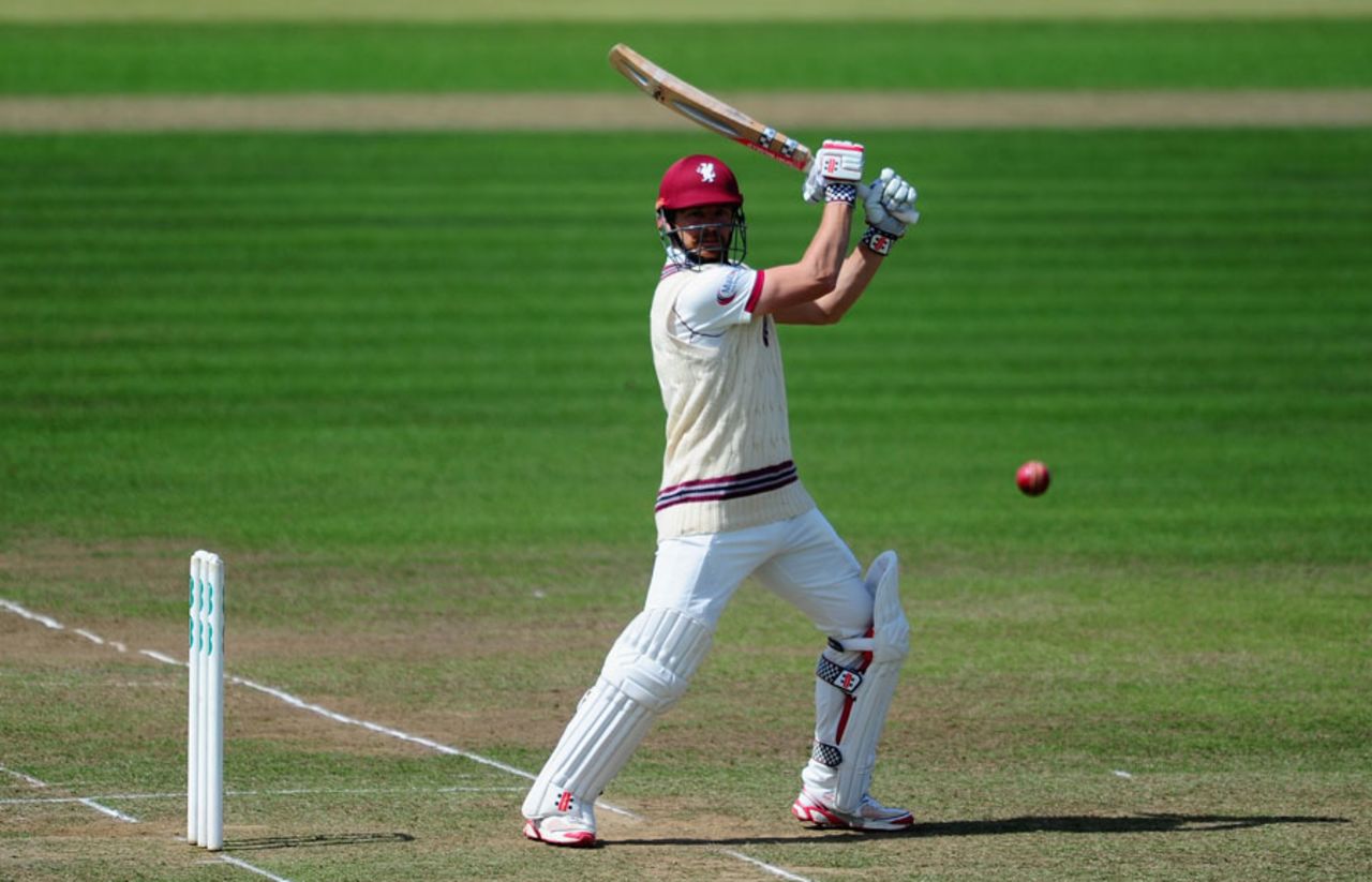 James Hildreth cuts in the air, Somerset v Durham, County Championship, Division One, Taunton, 1st day, August 4, 2016