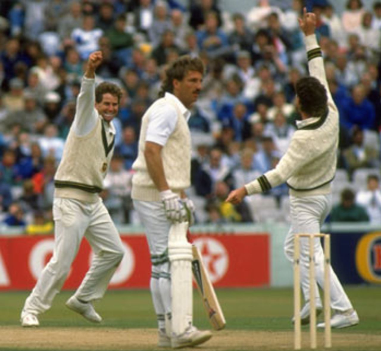 Terry Alderman dismisses Ian Botham, England v Australia, Old Trafford, 5th Test,  August 1981