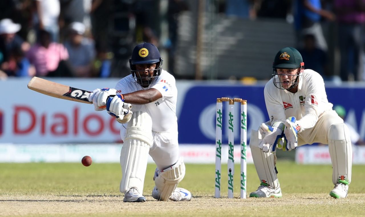 Rangana Herath reverse-swept his way to 26, Sri Lanka v Australia, 2nd Test, Galle, 2nd day, August 5, 2016