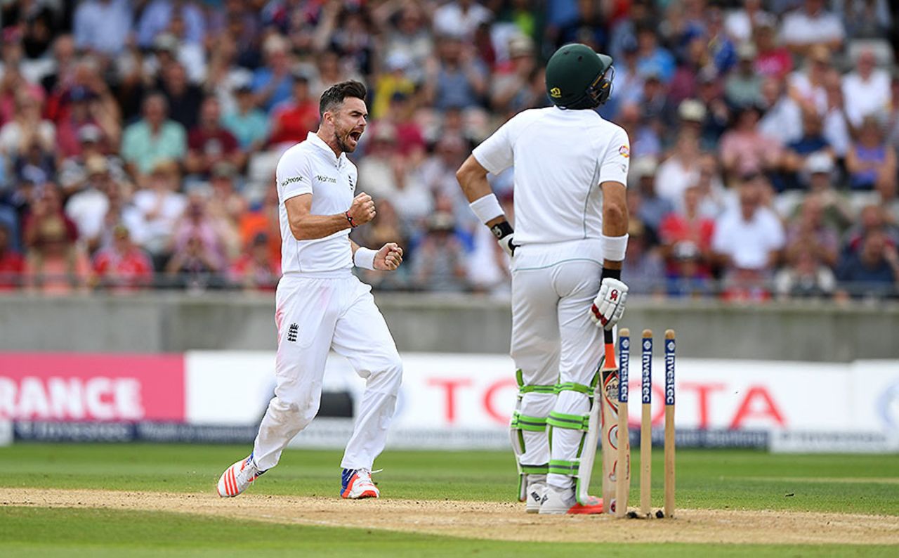 James Anderson claimed the key scalp of Misbah-ul-Haq for 56, England v Pakistan, 3rd Investec Test, Edgbaston, 2nd day, August 5, 2016