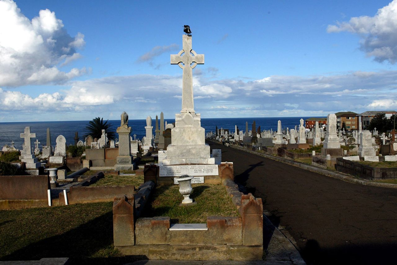 The grave of Victor Trumper in Waverley Cemetery, Sydney, August 28, 2002