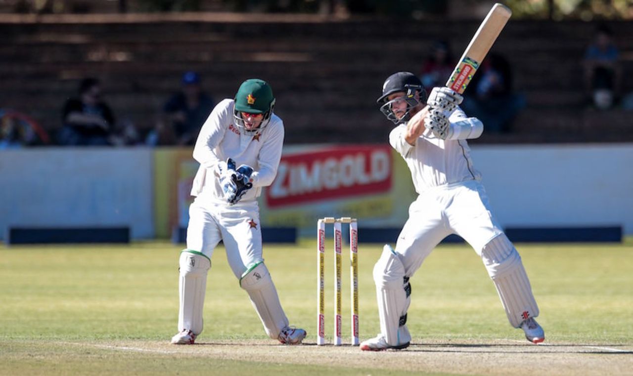 Kane Williamson cuts off the back foot, Zimbabwe v New Zealand, 2nd Test, Bulawayo, 1st day, August 6, 2016