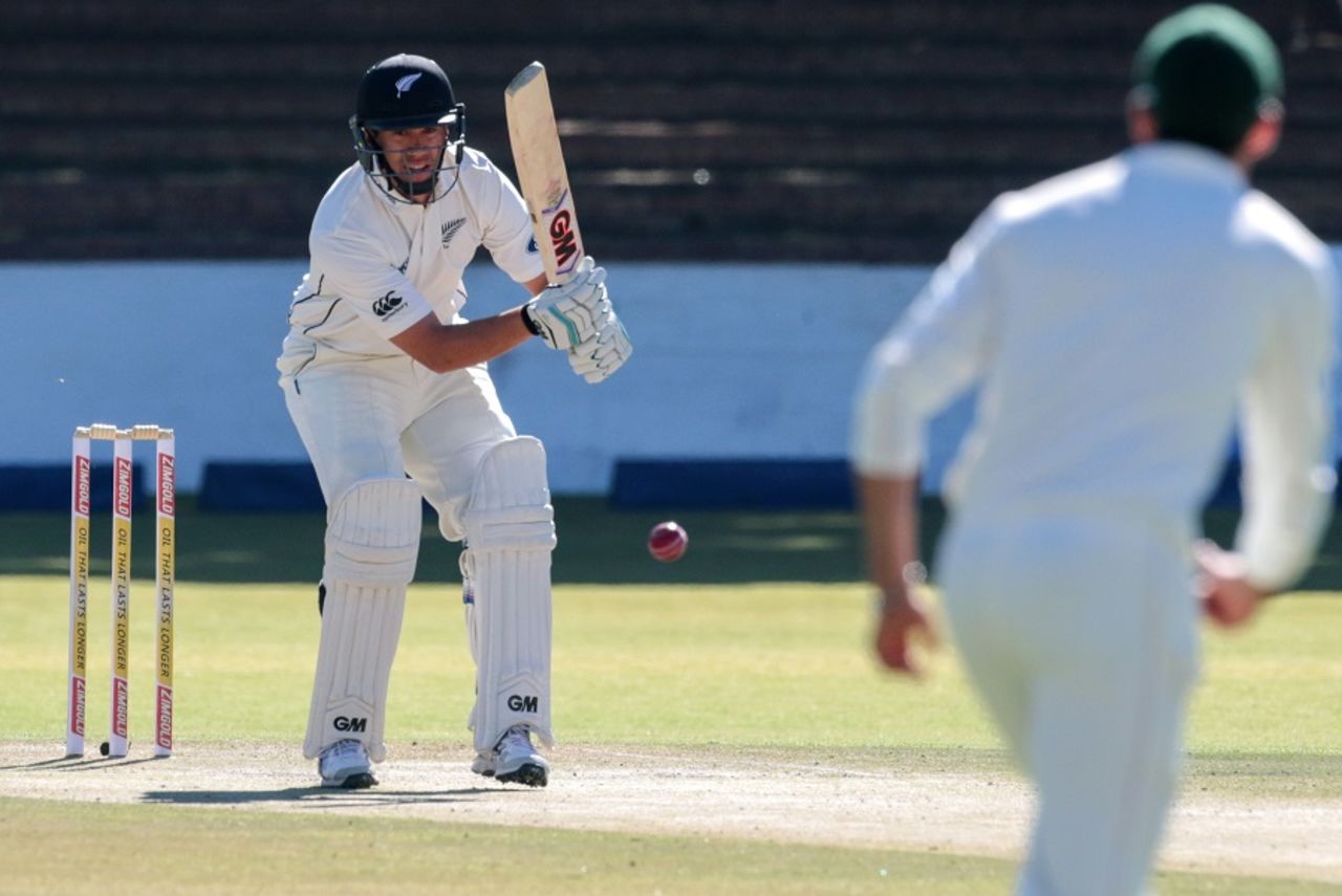 Ross Taylor plays one watchfully, Zimbabwe v New Zealand, 2nd Test, Bulawayo, 2nd day, August 7, 2016
