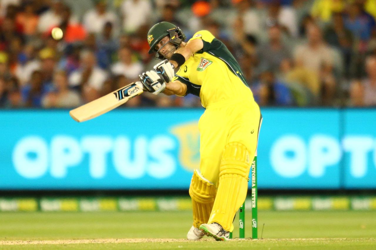 Glenn Maxwell his a six, Australia v India, 3rd ODI, Melbourne, January 17, 2016