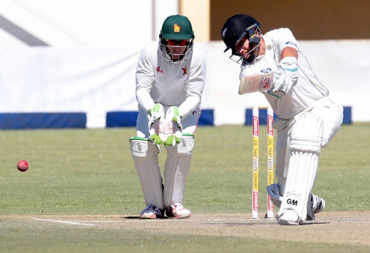 Ross Taylor crunches one through the off side, Zimbabwe v New Zealand, 2nd Test, Bulawayo, 2nd day, August 7, 2016