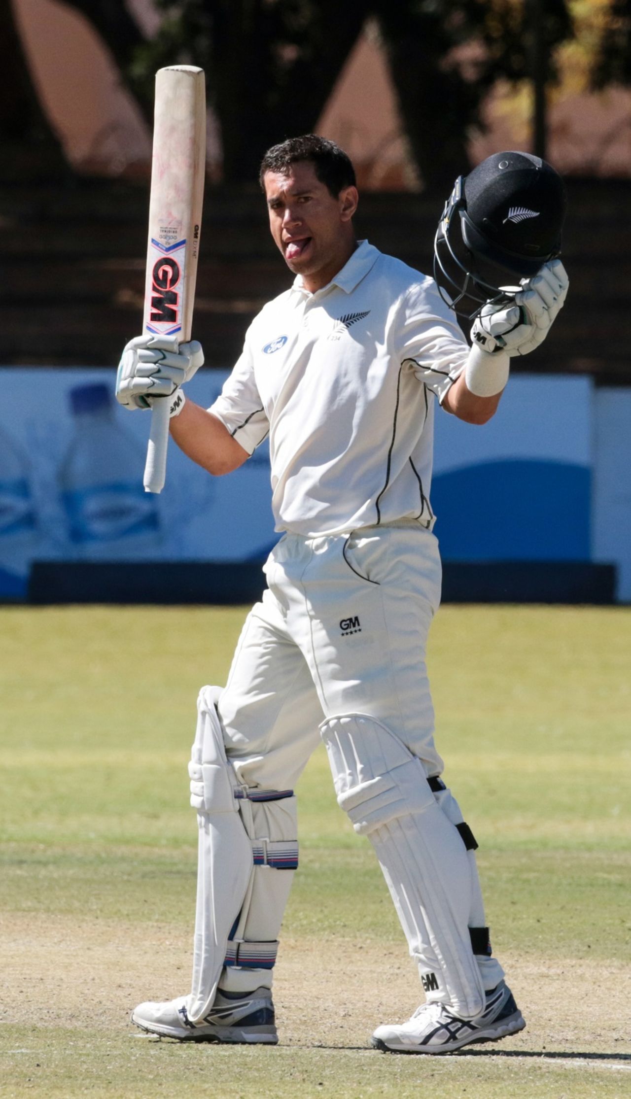 Ross Taylor celebrates his century, Zimbabwe v New Zealand, 2nd Test, Bulawayo, 2nd day, August 7, 2016