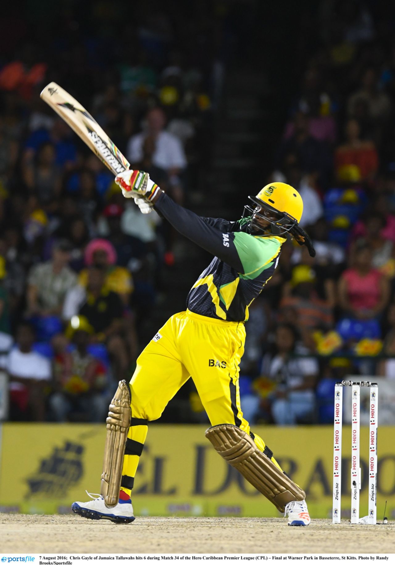Chris Gayle launches one into the stands, CPL 2016, final, St Kitts, August 7, 2016