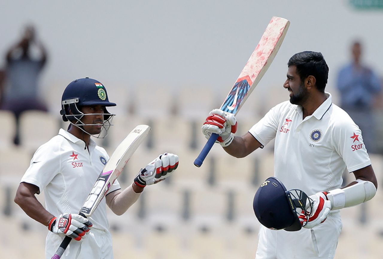 Wriddhiman Saha congratulates R Ashwin on his century, West Indies v India, 3rd Test, Gros Islet, 2nd day, August 10, 2016