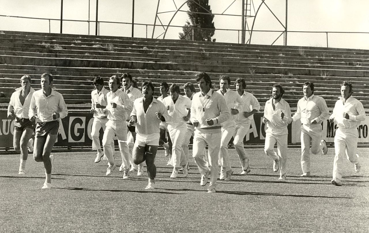 The WSC Australians go for a run at Moorabbin, Melbourne, December 2, 1977
